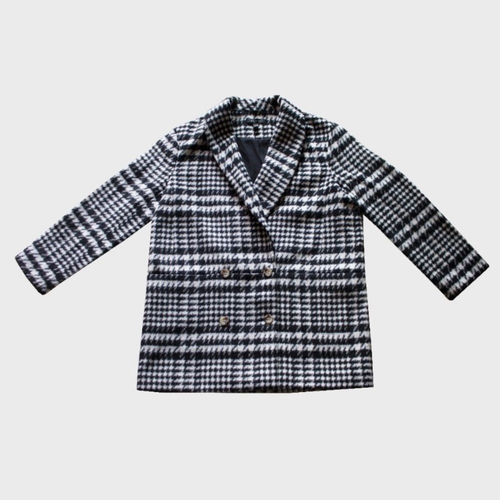 Ann Taylor Glen Check Cocoon Coat Large